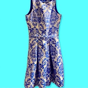 Eliza J Blue and White Flare Midi Dress Size 14 NWOT No rips, tears, or stains
